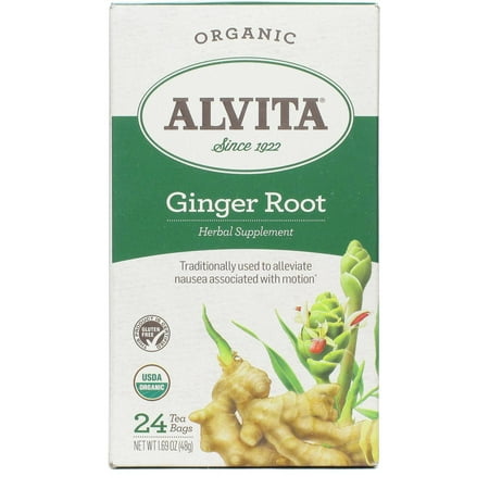 Alvita racine de gingembre biologique à base de plantes supplément Sachets de thé, 24 comte, 1,69 oz (pack de 3)
