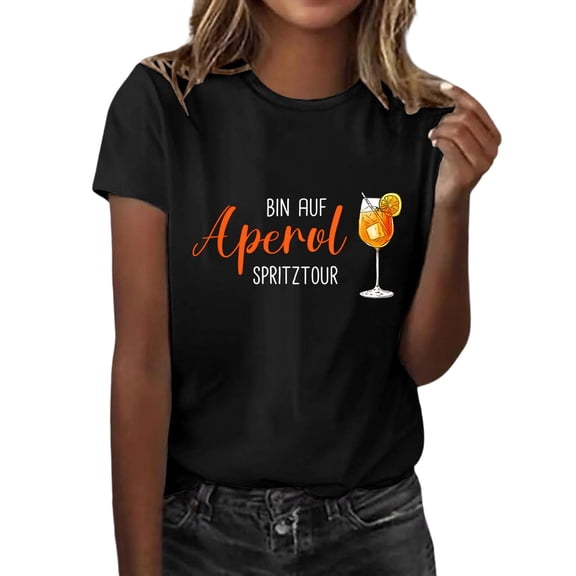 Levmjia Women's Funny Aperol Spritz Graphic T-Shirt Short Sleeve Crew Neck Casual Summer Top for Party Vacation
