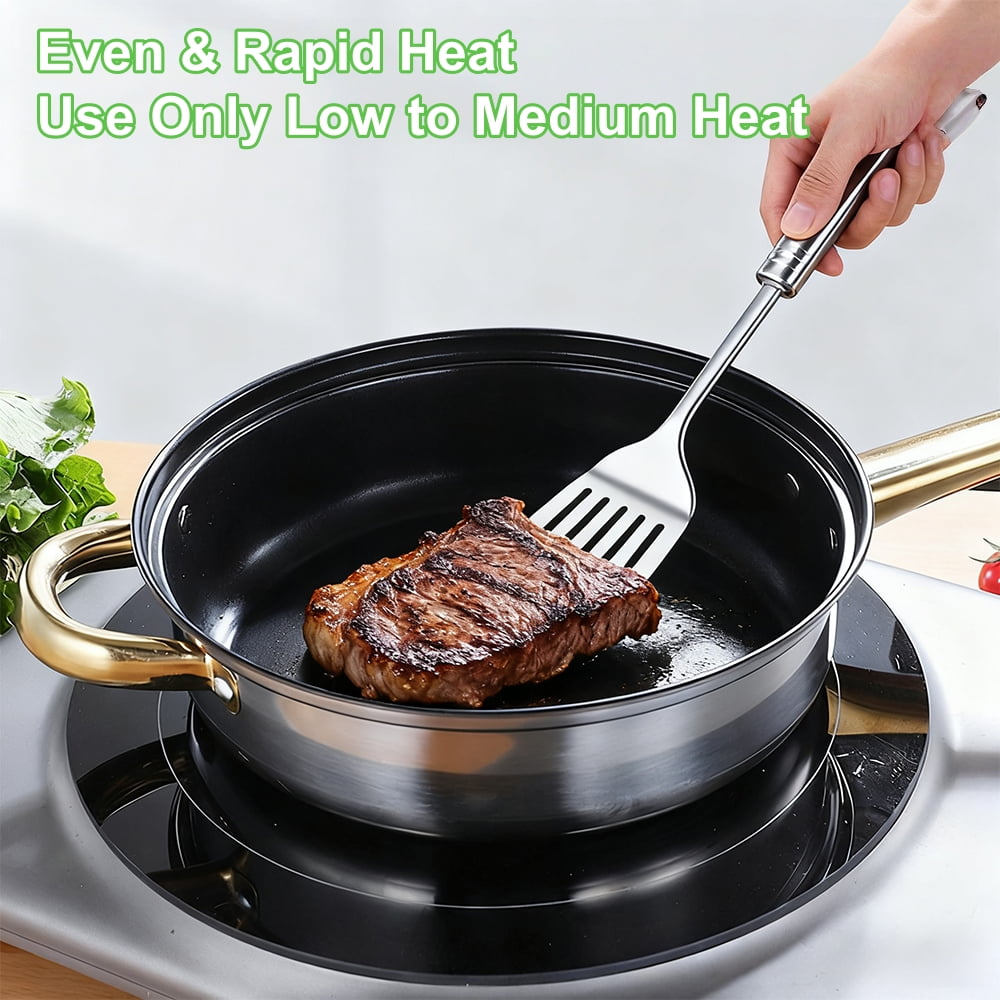 20-Piece Stainless Steel Cookware Set, Pots and Pans Set with Glass Lids and Cooking Utensils, Induction Compatible, Silver