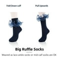 thumbnail image 5 of G&Y Big Ruffle Ankle Socks for Women, Double Lace Frilly Fold Cuff Socks, 3Pairs, Set D, 5 of 6