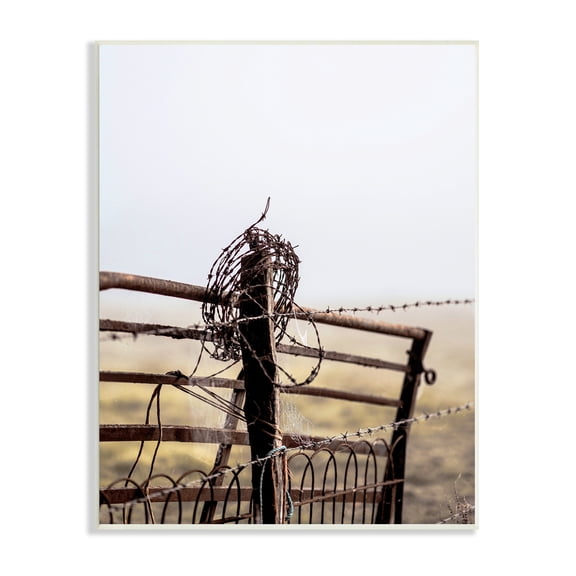 Stupell Industries Rural Meadow Fence Barbed Wire Countryside Photography Photograph Unframed Art Print Wall Art, Design by Leah Straatsma