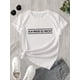 thumbnail image 3 of Women's 100% Cotton Casual Short Sleeve T-Shirt with Bold Black Letter Print - White Relaxed Fit Spring Summer Everyday Tee, 3 of 6