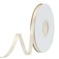 Uxcell Satin Ribbon Grosgrain Solid Silk Wedding Bouquet Ribbon for Valentine's Day Gift Wrapping Cake Box Bows Linen White-1/4" x 25 Yard