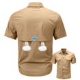 thumbnail image 4 of Havenx Men's Sun Protection Fishing Shirts Short Sleeve Button Down Shirts with Zipper Pockets Upf 50+ Dress Cooling Camping Travel Work Summer Outdoor Clothing,Khaki L, 4 of 6