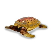 Jere Luxury Giftware Bejeweled PALM BEACH Loggerhead Sea Turtle Pewter and Enamel Trinket Box and Matching Pendant Charm
