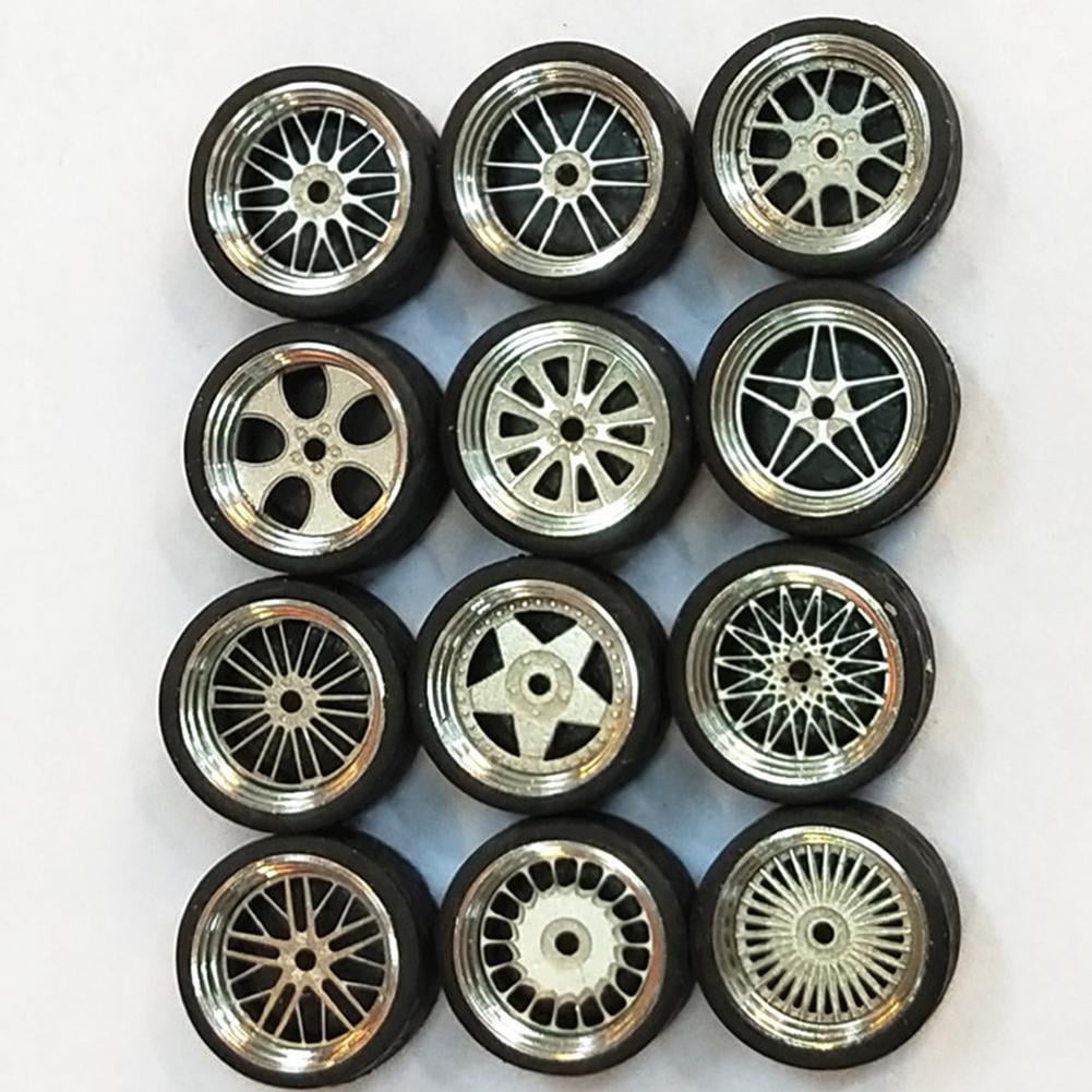 1/64 Scale Alloy Wheels Rubber Tires  n Matchbox,Tomy Custom Hot Wheels 
