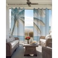 thumbnail image 4 of Blue Coastal Blackout Curtains 84 Inches Long for Bedroom, Summer Palm Trees Vacation Watercolor Thermal Insulated Room Darkening Black Out Window Curtain Panels Grommet Drapes for Living Room, 4 of 8