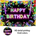 thumbnail image 2 of 15x10ft Neon Glow Birthday Party Large Backdrop Let's Glow in The Dark Themed Birthday Photography Background, Colorful Balloons Graffiti Splatter Paint Dancing Party Kids Portrait Photo Supplies, 2 of 5