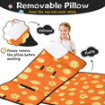 thumbnail image 3 of Football and Basketball Orange Pattern Teens Toddler Nap Mat with Pillow, Sleeping Mat Bag for Preschool Daycare 51"x22", 3 of 6