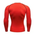 thumbnail image 3 of Hogleaql Men's Compression Shirt Workout Crew Neck Cool Dry Long Sleeve Undershirt Gym Base Layer Tops Sport Athletic Slim Fit Muscle T-Shirts Red M, 3 of 3