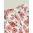 thumbnail image 6 of Musuos Toddler Girls Swimsuit, 6M 9M 12M 24M 3Y Long Sleeve Floral Print Zipped Bikini with Hat Infant Swimwear for Summer Bathing, 6 of 10