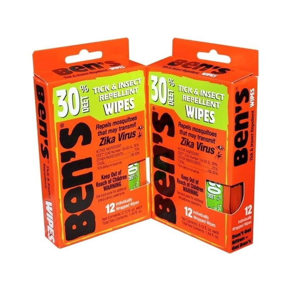 Ben's 30 Deet Mosquito Tick Insect & Bug Field Wipes - 24 Pack