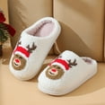thumbnail image 3 of Boys and Girls Slippers Unisex Christmas Reindeer Embroidered Slipper Anti- House Shoes (Red 7-9 Years), 3 of 5