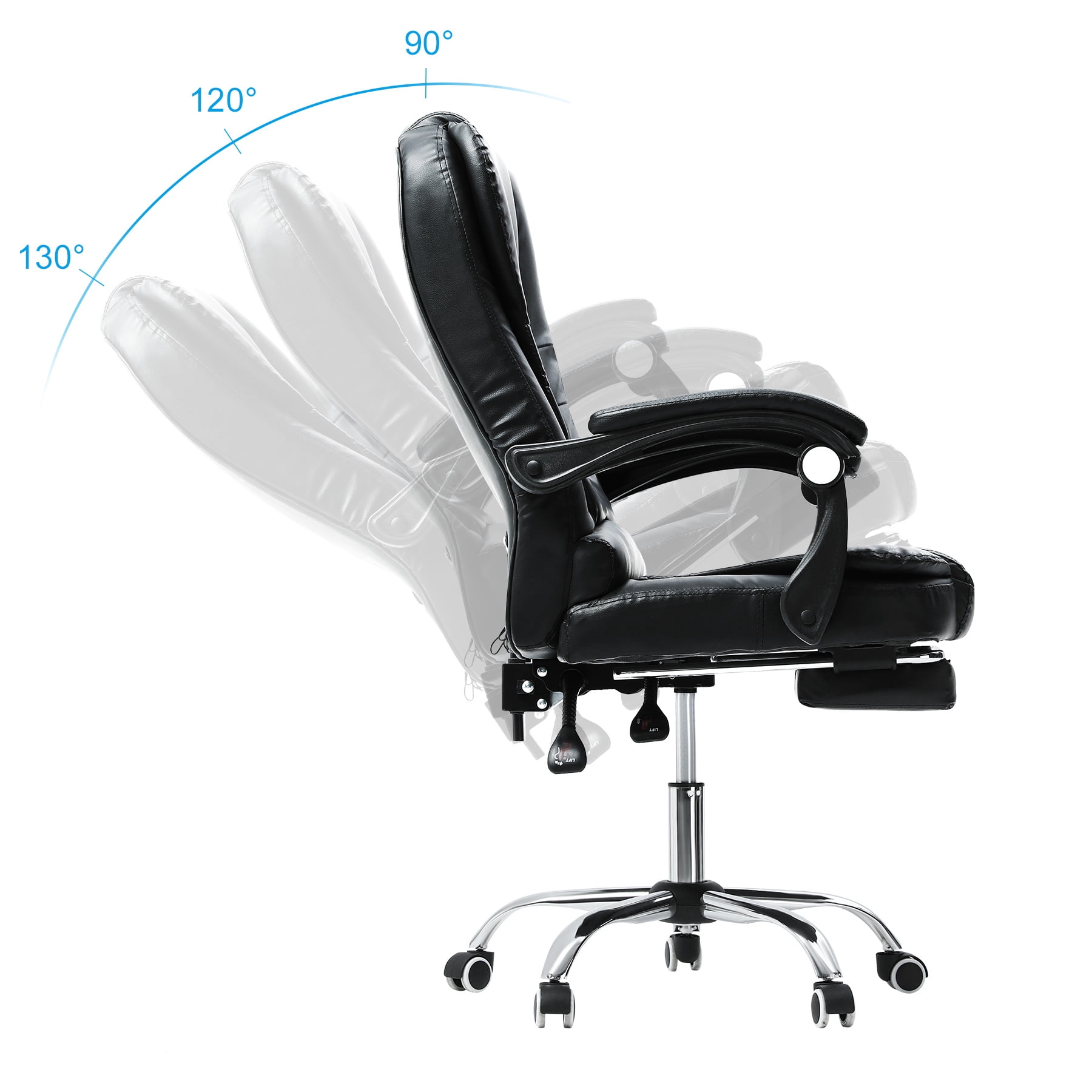 Bestco Black Massage Office Chair Reclining Desk Chair w Footrest Adjustable Height 285lb Cap