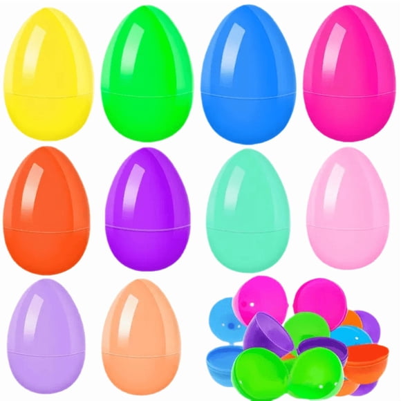 Easter Plastic Egg Toy for Egg Hunts, Snap Together Filler Eggs | Hinge and Snap Closure for Holding Small Toys, Candy, and Surprises | 2.3 Inch Reusable Spring Decoration for Home, Party, and Diy