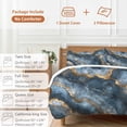 thumbnail image 6 of 3 Piece Navy Blue Marble Duvet Cover Set California King,Microfiber Comforter/Quilt Cover with Corner Ties and 2 Pillowcases,Modern Art Contemporary Yellow All Season Soft Bedding with Zipper Closure, 6 of 8