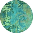 thumbnail image 1 of Ahgly Company Machine Washable Indoor Round Abstract Turquoise Blue Modern Area Rugs, 8' Round, 1 of 4
