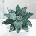 thumbnail image 2 of CuiLiyq 1 Pcs Artificial Christmas Poinsettia Flowers, Glittering Cloth Material Simulation Flowers, Xmas Ornaments for Home Holiday Wedding Party Tree Wreath Decoration (Green), 2 of 7