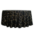 BalsaCircle 120" Black Gold Metallic Geometric Design Polyester Round ...