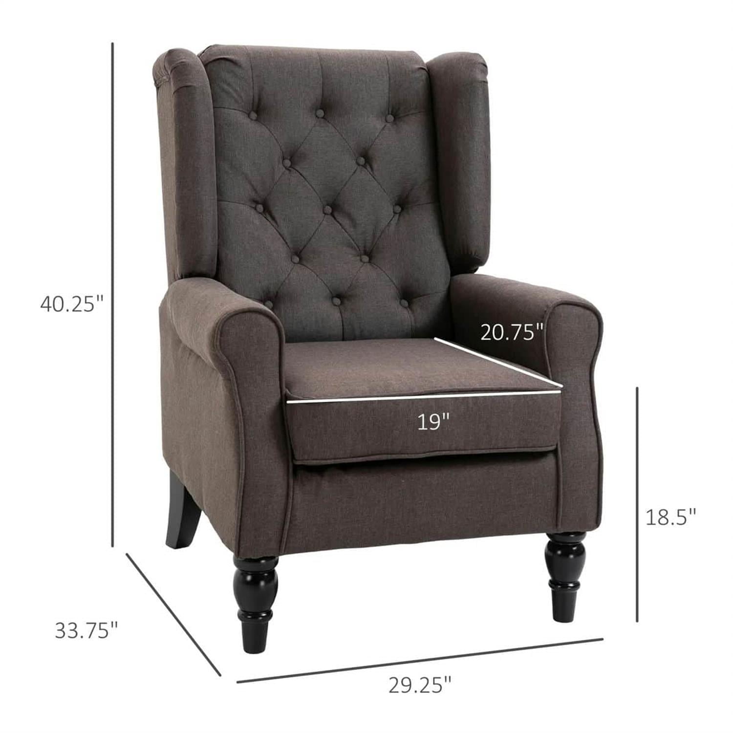 Demi Bonn 40" Modern Upholstered Armchair with High Back Button Tufted, Mid-Century Retro Wood Leg Chair for Living Room, Bedroom, Beige