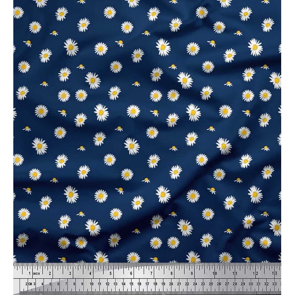 Soimoi Velvet Fabric Daisy Shirting Decor Fabric Printed Yard 58 Inch Wide