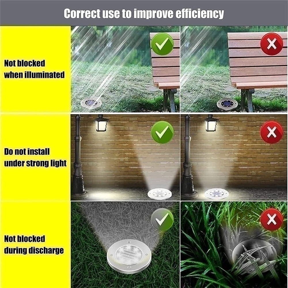 Solar Ground Lights - 8 LED Solar Garden Lights Outdoor Waterproof Sidewalk Disk Lights Solar Powered Landscape Lighting for Lawn Patio Pathway Yard Deck Walkway Flood Lights (24 Packs White)