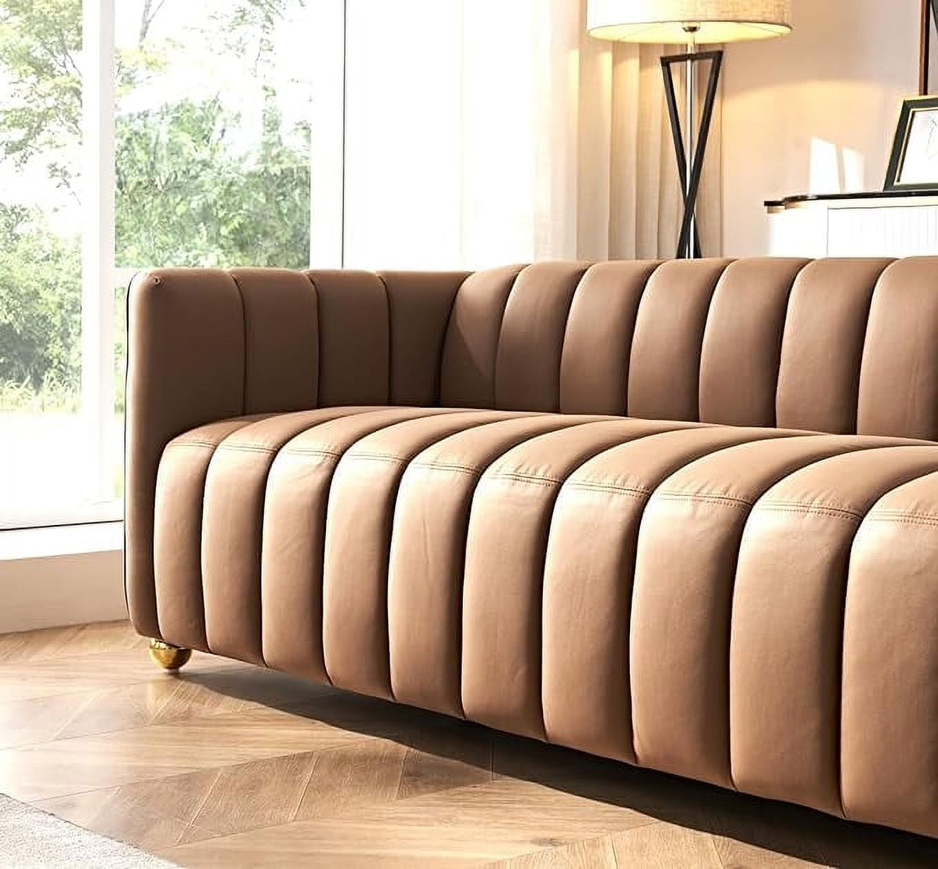 US Pride Furniture Glam Fabric Upholstered Solid Wood Frame 82.7" Art Deco Sofa