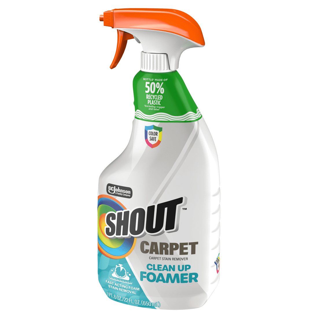 Shout Carpet Clean Up Foamer Rug & Carpet Cleaner, Color Safe and Fast Acting Spot & Stain Remover, 22 oz Trigger Spray