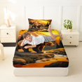 thumbnail image 4 of Manfei Sunset Mountain Twin Sheets,Safari Bear Bedding,Golden,3-Piece,1 Fitted Sheet and 1 Pillowcase, 4 of 6