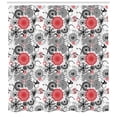 thumbnail image 3 of Ambesonne Grunge Shower Curtain, Mandala Rounds, 69"Wx70"L, Vermilion Black White, 3 of 3