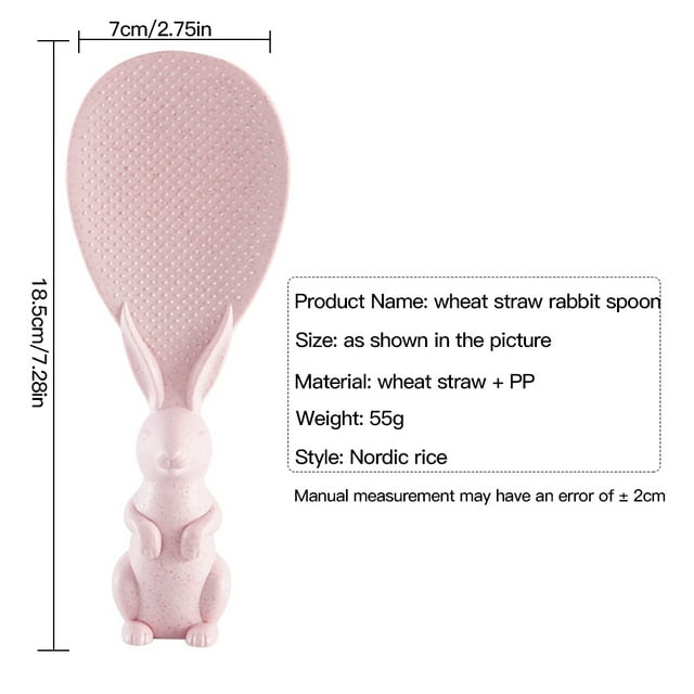 Cuillère Cuiseur à Riz en Plastique, Cuillère à Riz Antiadhésive en Fibre de Blé, Forme d'Animal, Rose