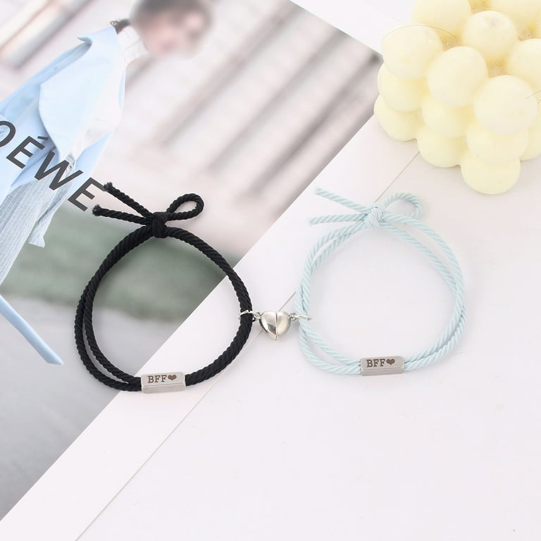 Anvazise Pair Magnetic Bracelet Heart-shaped BFF Letter Print