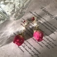 thumbnail image 3 of POINTERTECK Creative Real Sweet Rose Stud Earrings By Epoxy Process Elegant Pearl Crystal Eardrop With Vintage Eternal Flower In Jewellery, 3 of 7