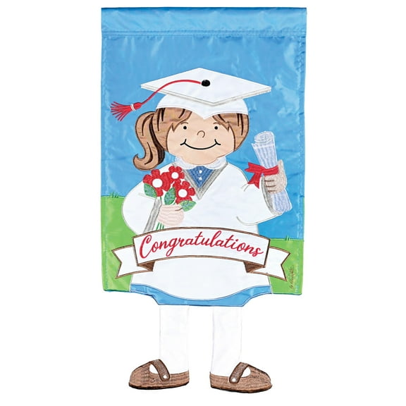 Dicksons Magnolia Garden Congratulations Grad Girl White 18 x 13 Polyester Crazy Legs Outdoor Garden Flag