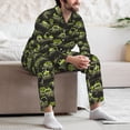 thumbnail image 7 of Naloa Light Green Excavator Men’s Pajamas Set - Long Sleeve Button Down Sleep Shirt and Pajama Bottoms Sleepwear Set-X-Large, 7 of 7