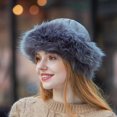 thumbnail image 2 of Gorro de melón estilo mongol, gorro de piel sintética de zorro y gamuza, gorro de piel, gorro grueso y cálido de terciopelo para hombres y mujeres, 2 of 6