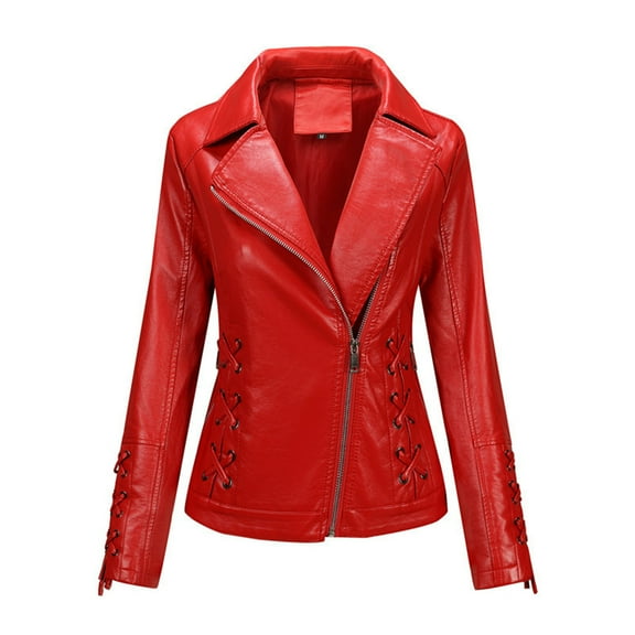 IROINNID Women's Faux Leather Jacket Long Sleeve Solid Color Notch Lapel V-Neck Outwear, Loose Winter Thickened Plush Cotton Plush Collar Jacket Cotton Jacket Warm Plush Jacket