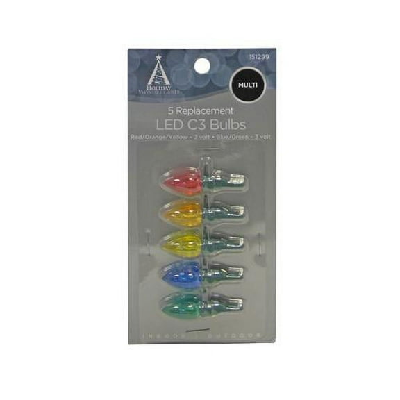 Christmas Lights LED Replacement Bulb, C3, Multi-Color, 5-Pack