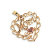 14kt Gold "Mom" Heart Charm