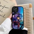 thumbnail image 3 of Funda de teléfono de Anime c-coraline, carcasa de cuero con textura de silicona suave negra para IPhone 15, 14, 11, 13, 12 Pro Max, Mini, X, Xr, 8 Plus, SE2020, 3 of 5