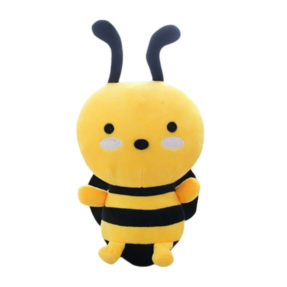 QITOWM Plush Bee Stuffed Animal Toy, Soft and Cuddly Yellow Black Bumblebee Doll, Cute Cartoon Plushie for Kids and Adults Birthday, Huggable Pillow (25CM)