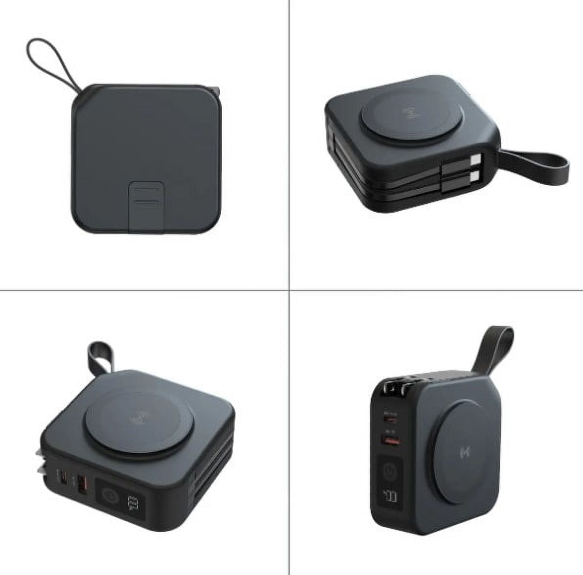 5 in 1 Super Charger Wireless Charging World Travel Charger and Adaptor 10000mah Power Bank - Black