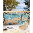 thumbnail image 3 of Outdoor Waterproof Pillow Covers Pack of 2, Teal Beach Water Ripped Starfish Shell Shore Coastal Decorative Throw Pillowcases Cushion Covers for Garden Patio Tent Sofa Couch, 20x12 inch, 3 of 8
