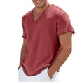 thumbnail image 5 of BUWTTER Men's T Shirts Solid Color V Neck Short Sleeve Summer Beach Vacation Comfortable Casaul Shirts for Men Brick Red S, 5 of 5