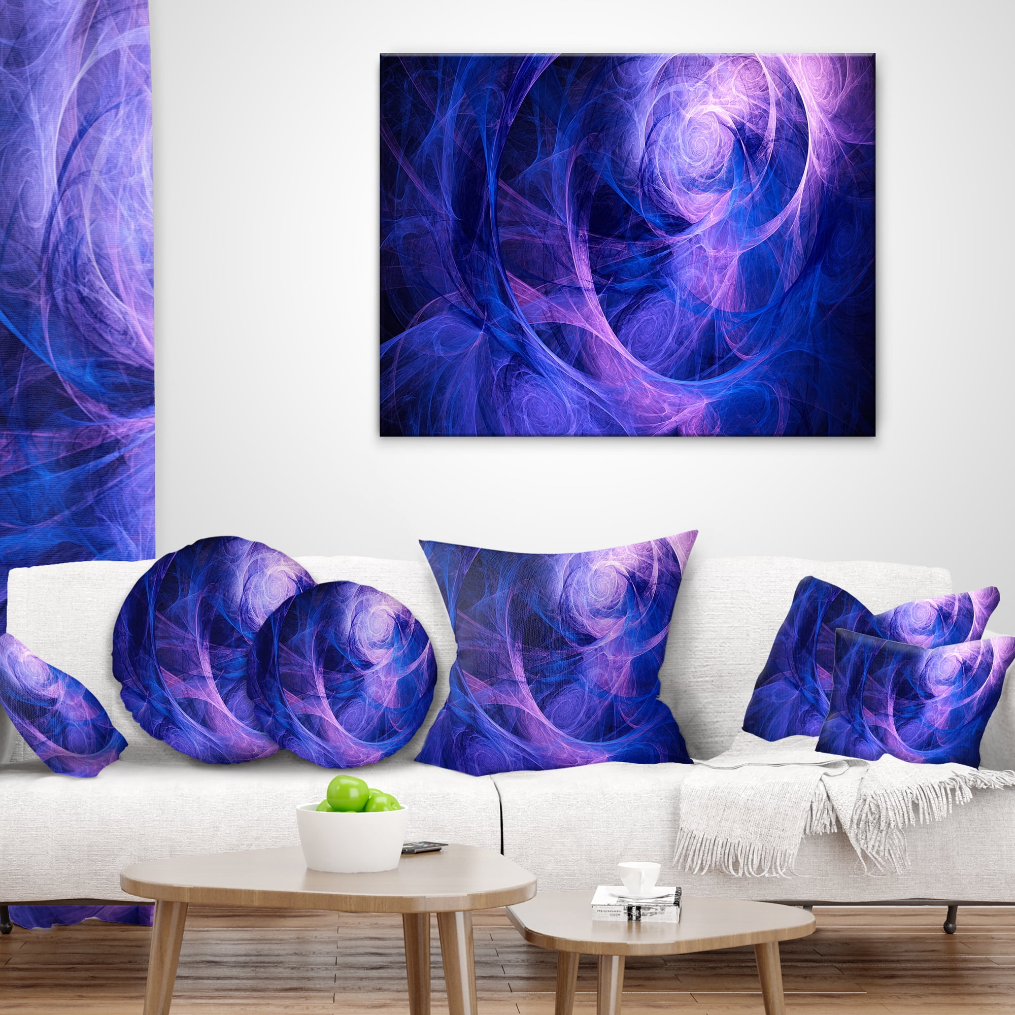 Designart Bright Blue Stormy Sky - Abstract Throw Pillow - 18x18