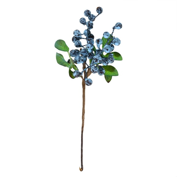 SeekLGT 6 Pack Artificial Blueberry Stems 14 Inch Realistic Berry Picks with Green Leaves for Wedding Bouquet Christmas Wreath DIY Floral Arrangements