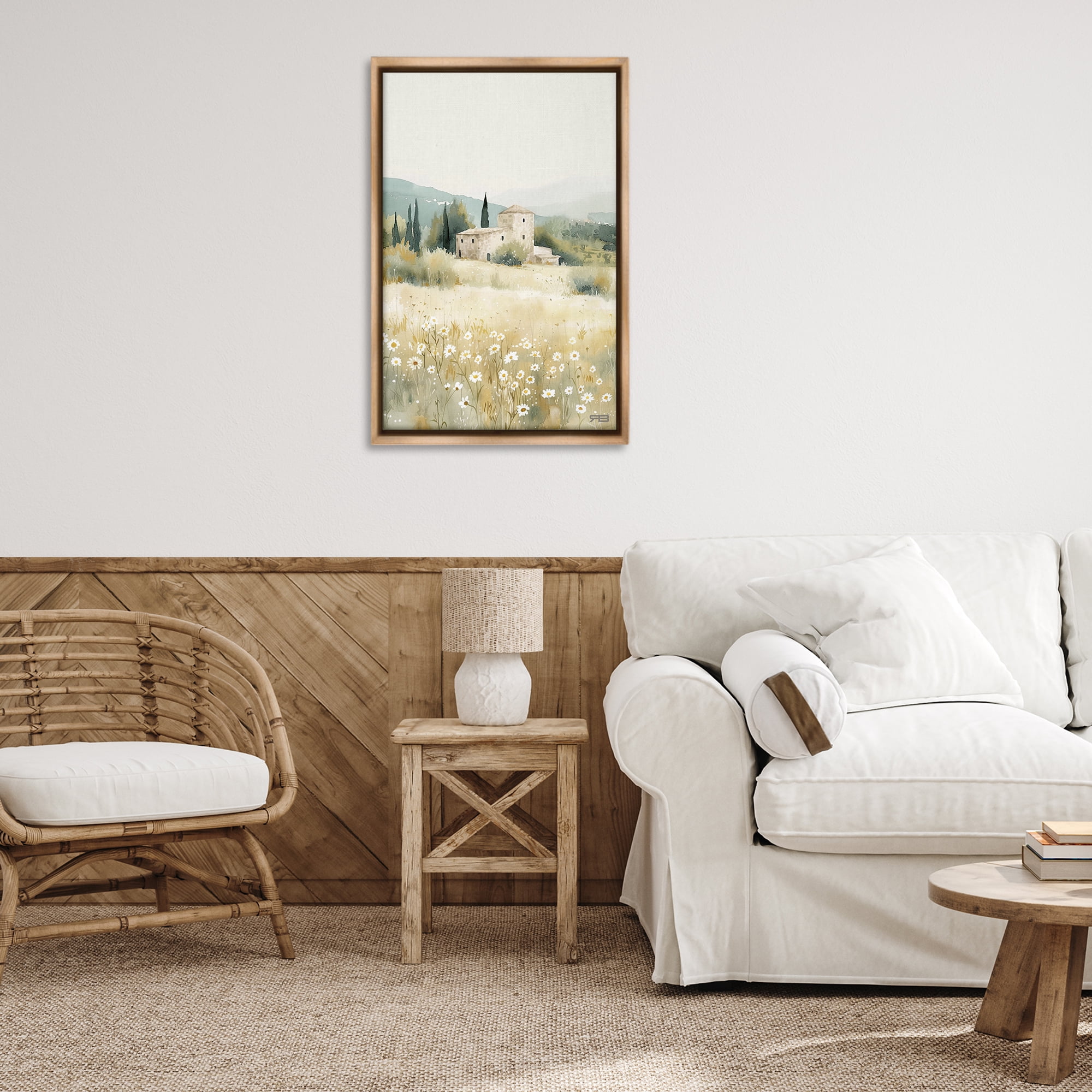 Stupell Industries Nu Horizon Countryside Landscape Painting Brown Floater Framed Canvas Art Print Wall Art, 21 x 31