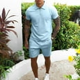 thumbnail image 1 of TIMIFIS Men's Short Ensembles Outfits 2 Piece Survêtement Short Manches Décontracté Uni Col Rabattu Zip Pull Sport Short Manches Costume - Automne, 1 of 5