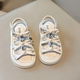 thumbnail image 6 of Viluyesy Girls' Bow Accent Sandals Princess-Style Open-Toe Beach Shoes for Summer, Lightweight Casual Sandals for Toddlers and Kids White Size 2.5, 6 of 10