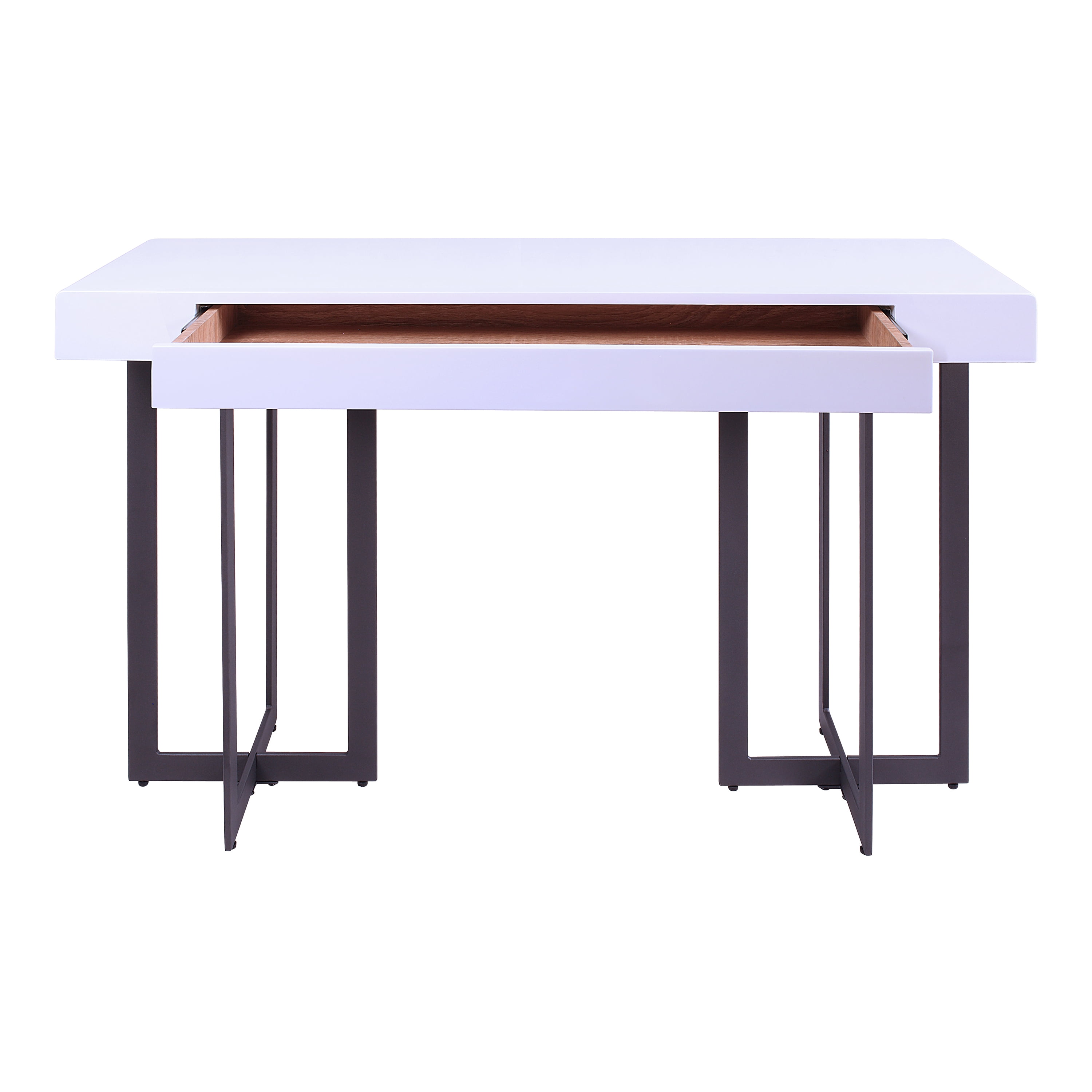 Furniture of America Ariadne 1-Drawer Wood White and Gun Metal Sofa Table